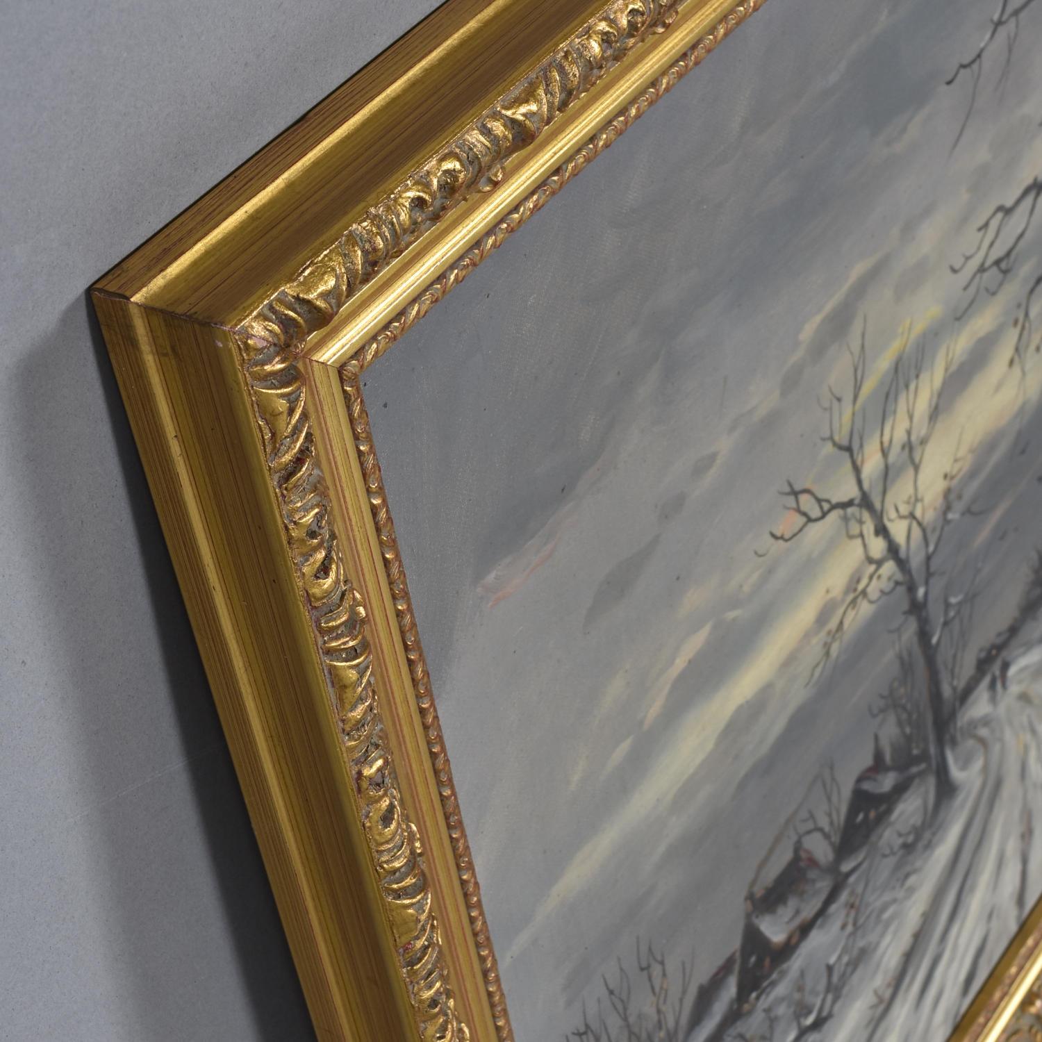 Ludwig August Heydendahl German Artist Winter Landscape Oil Painting For Sale 5