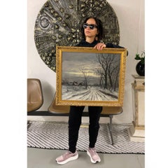 Mid-20th Century German Expressionist Winter Landscape Oil Painting