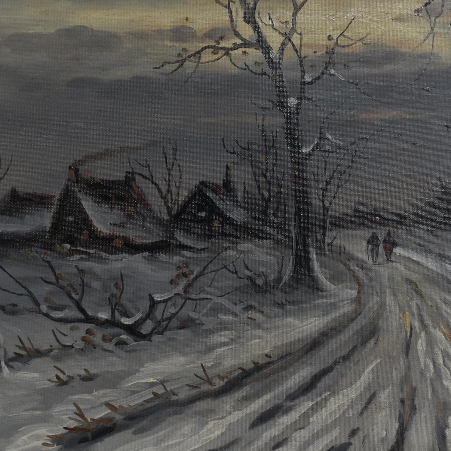 American Ludwig August Heydendahl German Artist Winter Landscape Oil Painting For Sale