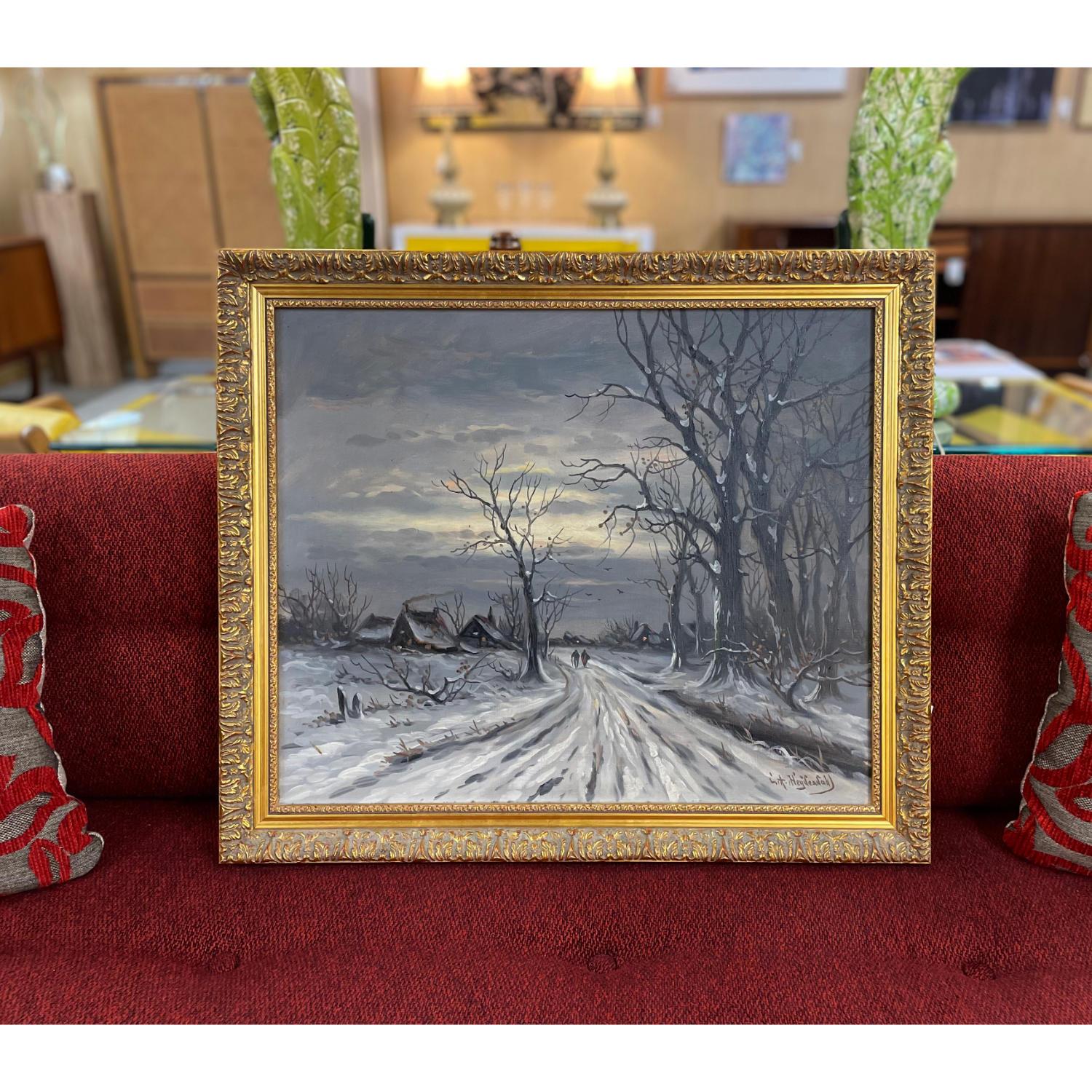 Ludwig August Heydendahl German Artist Winter Landscape Oil Painting For Sale 1