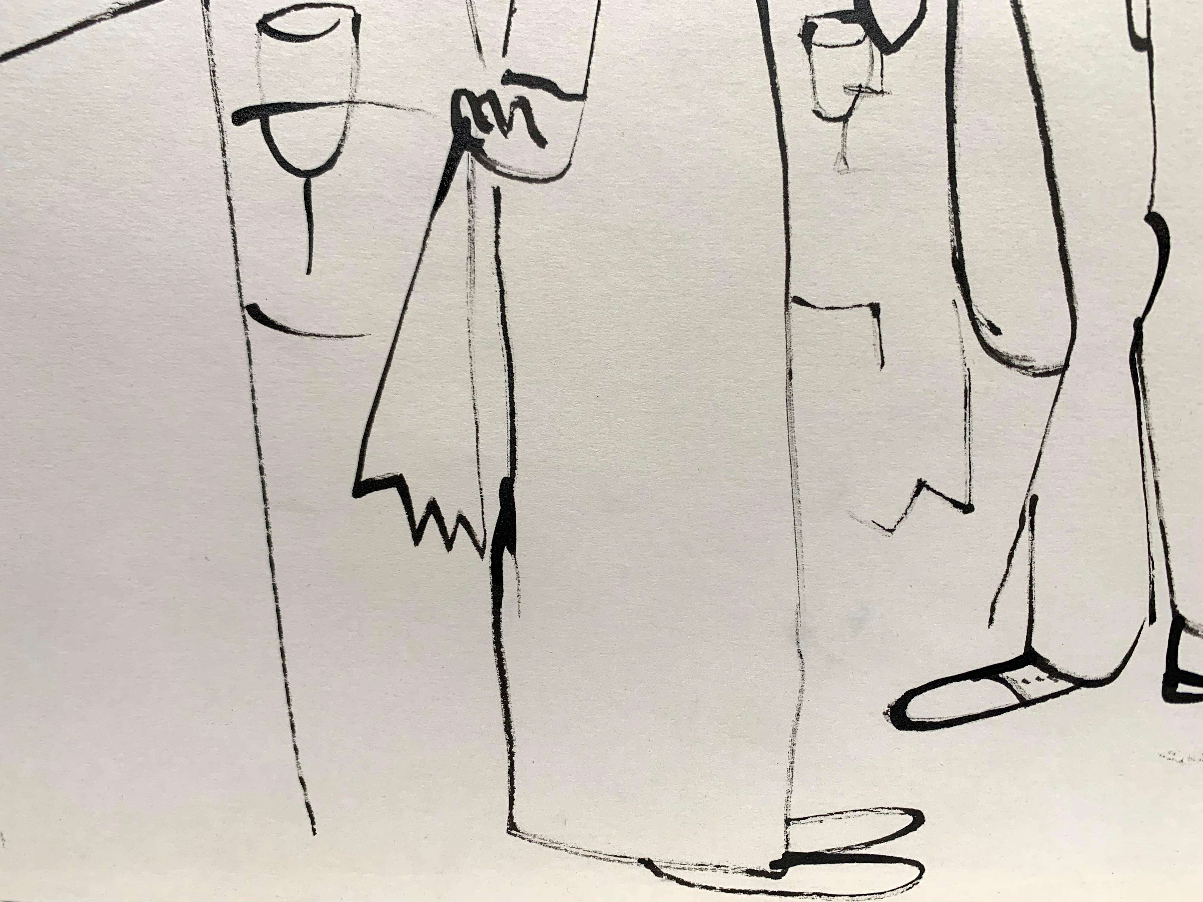 Ludwig Bemelmans (1898-1962). Servicio perfecto, hacia 1950. Tinta cepillada sobre papel, 19 x 24 pulgadas. Anotado y autentificado por la esposa, Madeleine Bemelmans, a lápiz en el verso, 1979. Identificada como la ilustración que aparece en la
