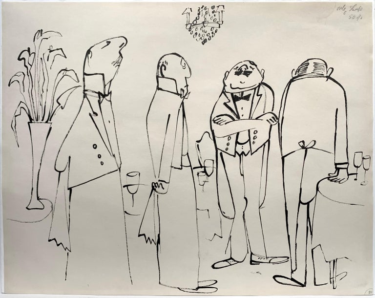 <i></noscript>Perfect Service</i> (illustration for <i>La Bonne Table</i>), ca. 1950, by Ludwig Bemelmans