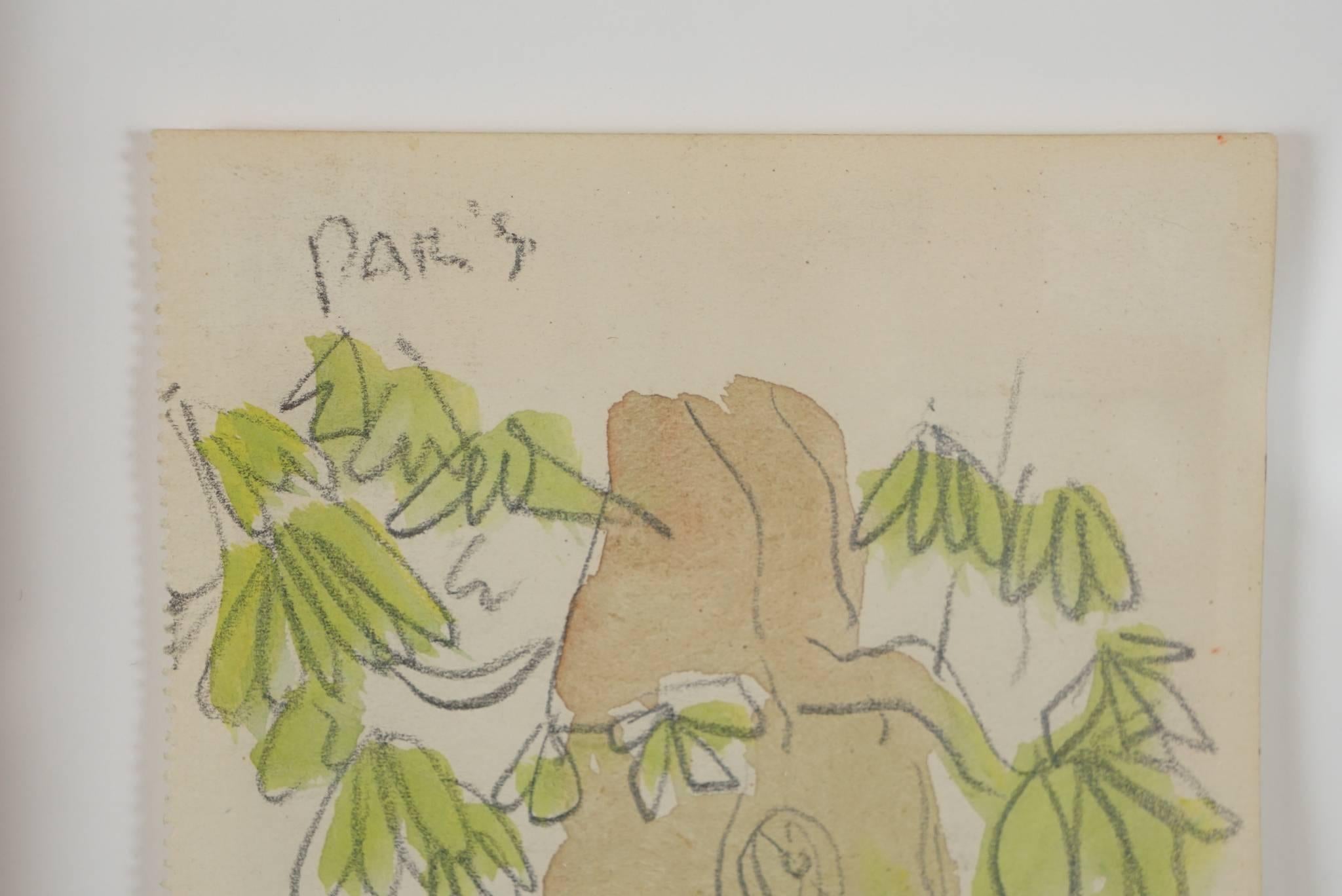 Ludwig Bemelmans Watercolor of an Oak Tree In Excellent Condition In Hudson, NY