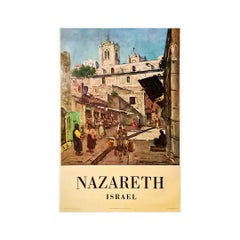Retro 1958 Original travel poster of Ludwig Blum for the city of Nazareth in Israel