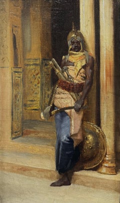 “Palace Guard, c. 1887-88” Orientalist Oil Study Egypt Ludwig Deutsch