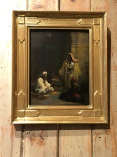 The Fortune Teller, huile orientaliste du milieu du 19e siècle