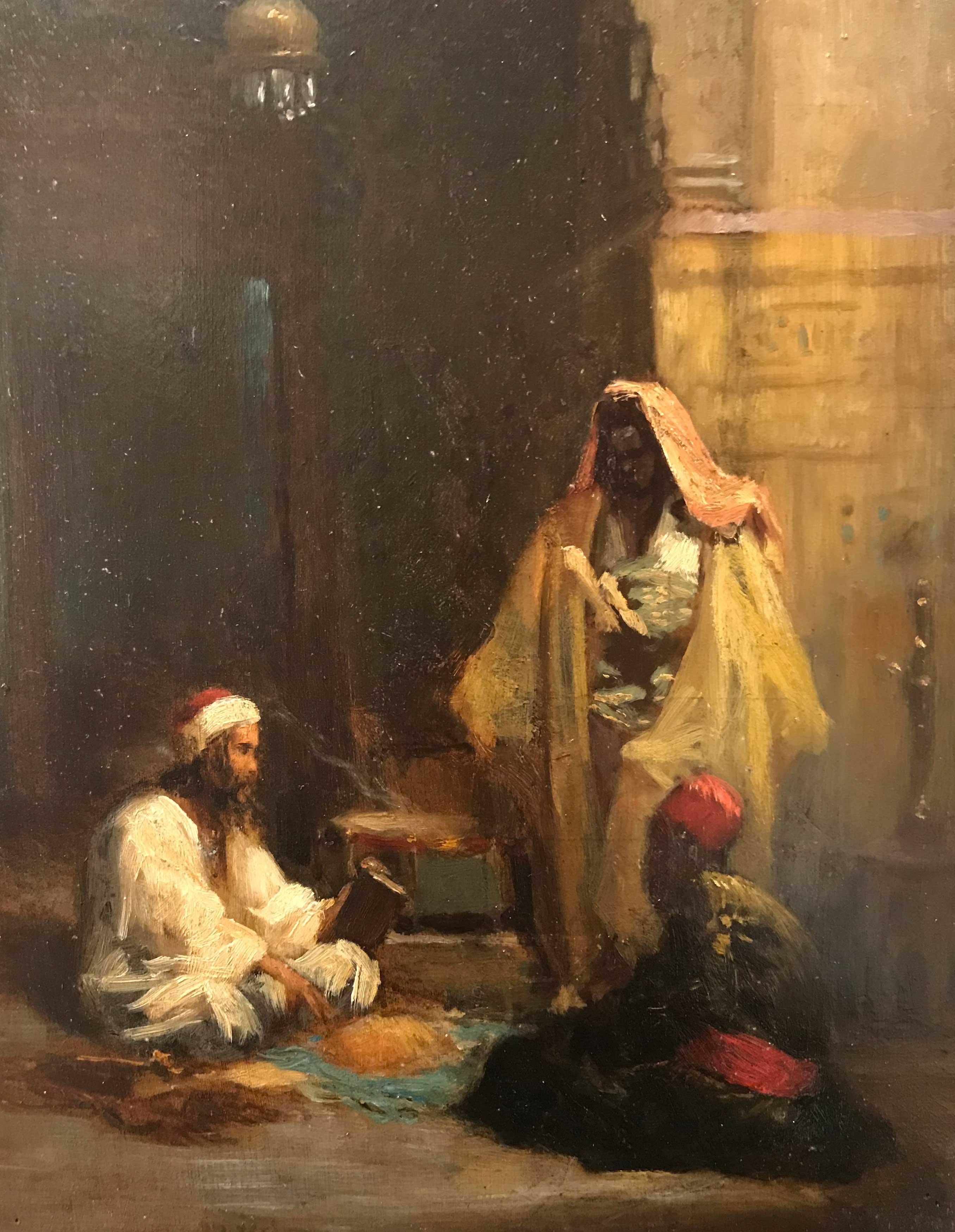 Ludwig Deutsch Figurative Painting - The Fortune Teller, Oil Mid 19th Century Orientalist