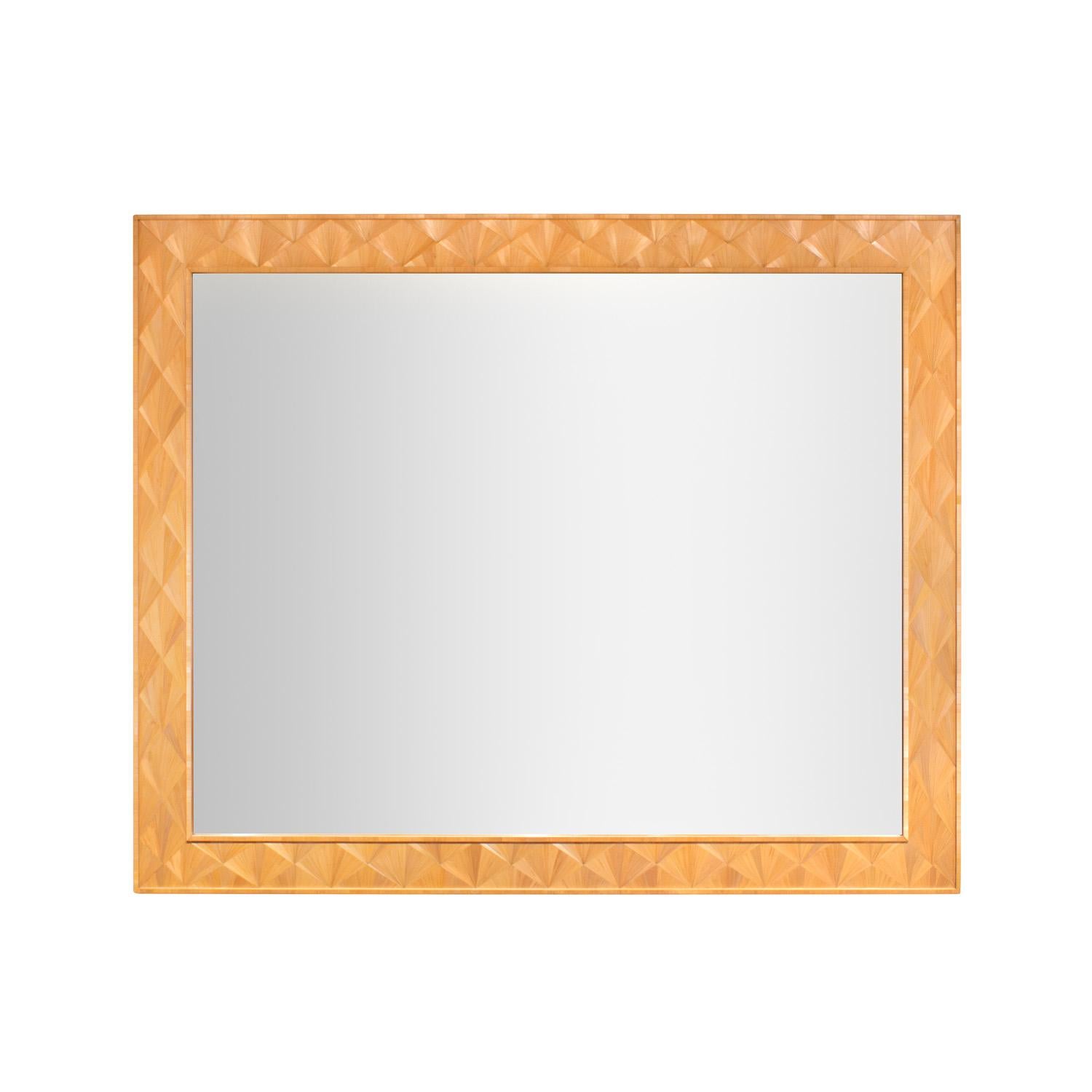 Exceptionally crafted large mirror, frame with exquisite diamond pattern with intricate inlays, by artisans at Ludwig & Dominique, France 2003 (Signed 