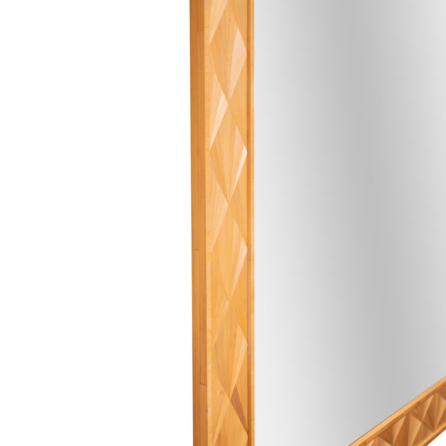 French Ludwig & Dominique Exquisite Marquetry Mirror with Diamond Pattern 2003 (Signed) For Sale