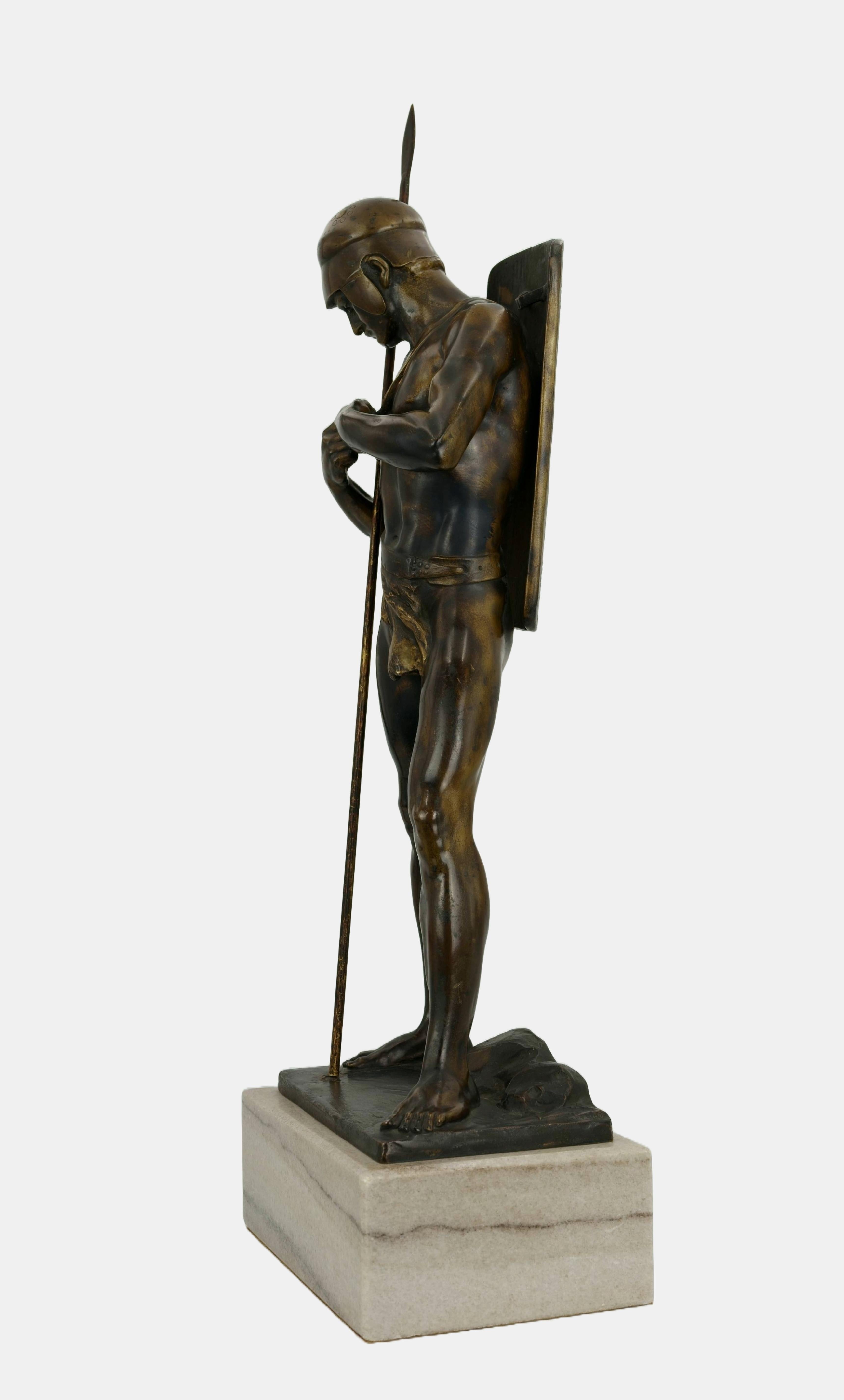 Combattente con la lancia / - Concentrazione del combattente - Sculpture Realismo di Ludwig Eisenberger