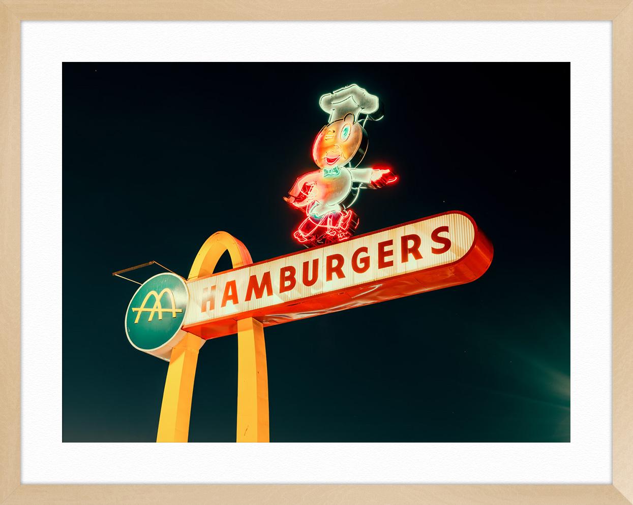 Burger Sign - Black Landscape Photograph by Ludwig Favre