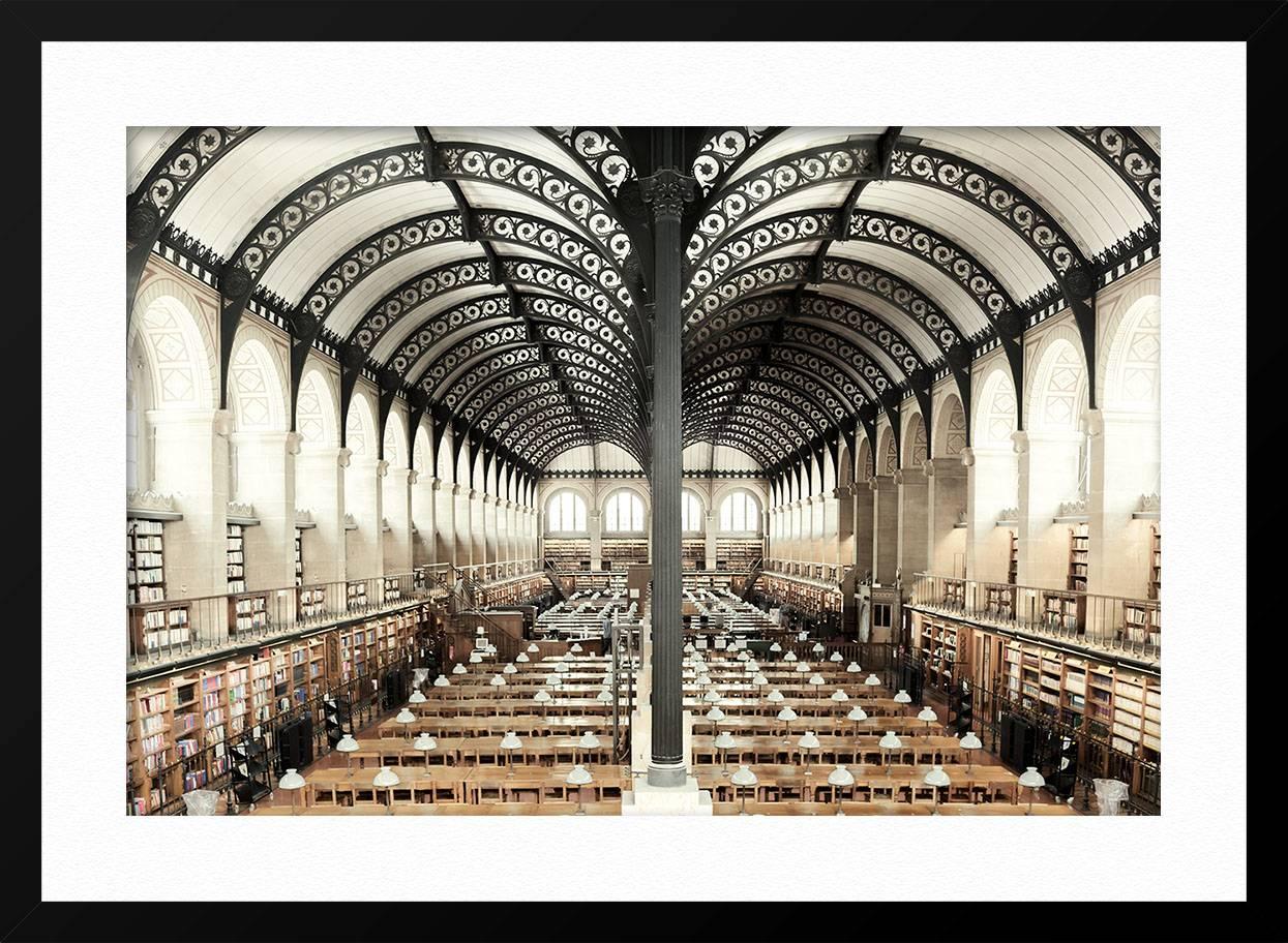 THIS PIECE IS AVAILABLE FRAMED.  Please reach out to the gallery for additional information.

ABOUT THIS PIECE: French photographer Ludwig Favre continues his series on empty architectural spaces with the Reading Room of the Bibliotheque Sainte