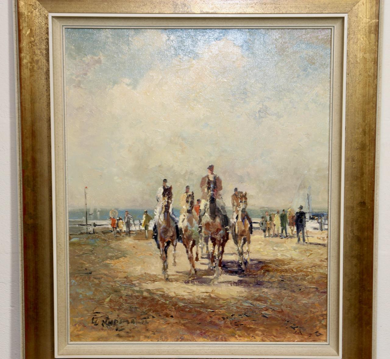 Ludwig Gschossmann, Summer beach landscape with riders, horses, people.

Munich artist.

Dimensions WITHOUT frame in cm 50 x 60
Dimensions WITH frame in cm 68 x 78

This picturesque work of art by Ludwig Gschussmann captures the idyllic moment of a