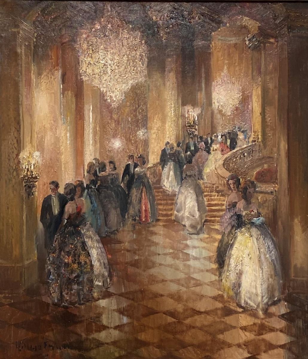The Ballroom Peinture à l'huile, encadrée, 20ème siècle, 30x27 Inches