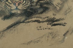 Ludwig H. Jungnickel "Tiger"Graphite Carbon Watercolor Signed, circa 1930