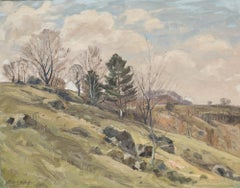 Hermann Ludwig Umgelter - Huile sur toile encadrée, 1948, « Coteau rocheux »