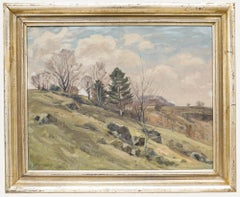 Hermann Ludwig Umgelter - Huile sur toile encadrée, 1948, « Coteau rocheux »