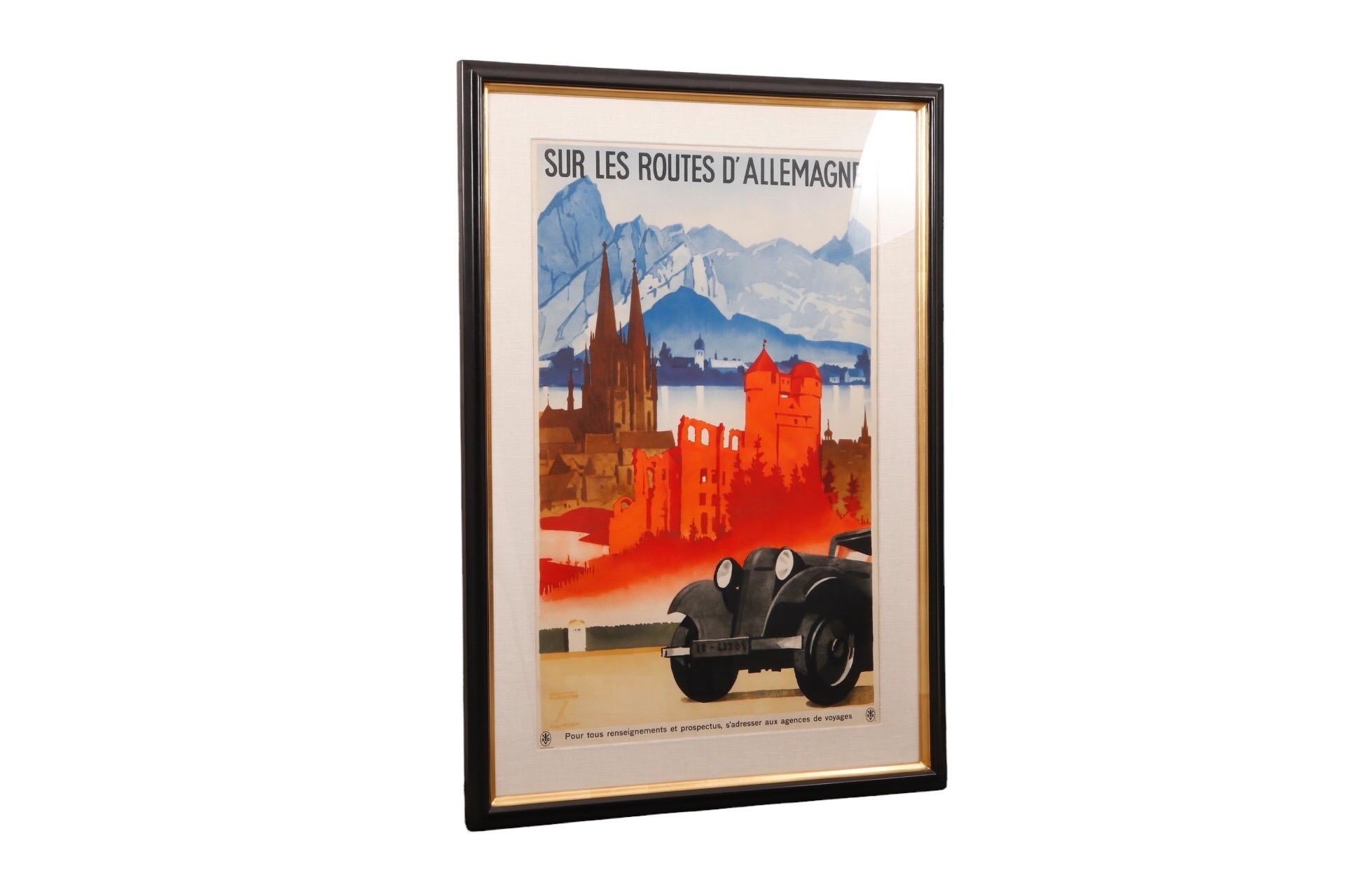 Ludwig Hohlwein German Framed Poster In Excellent Condition For Sale In Bradenton, FL