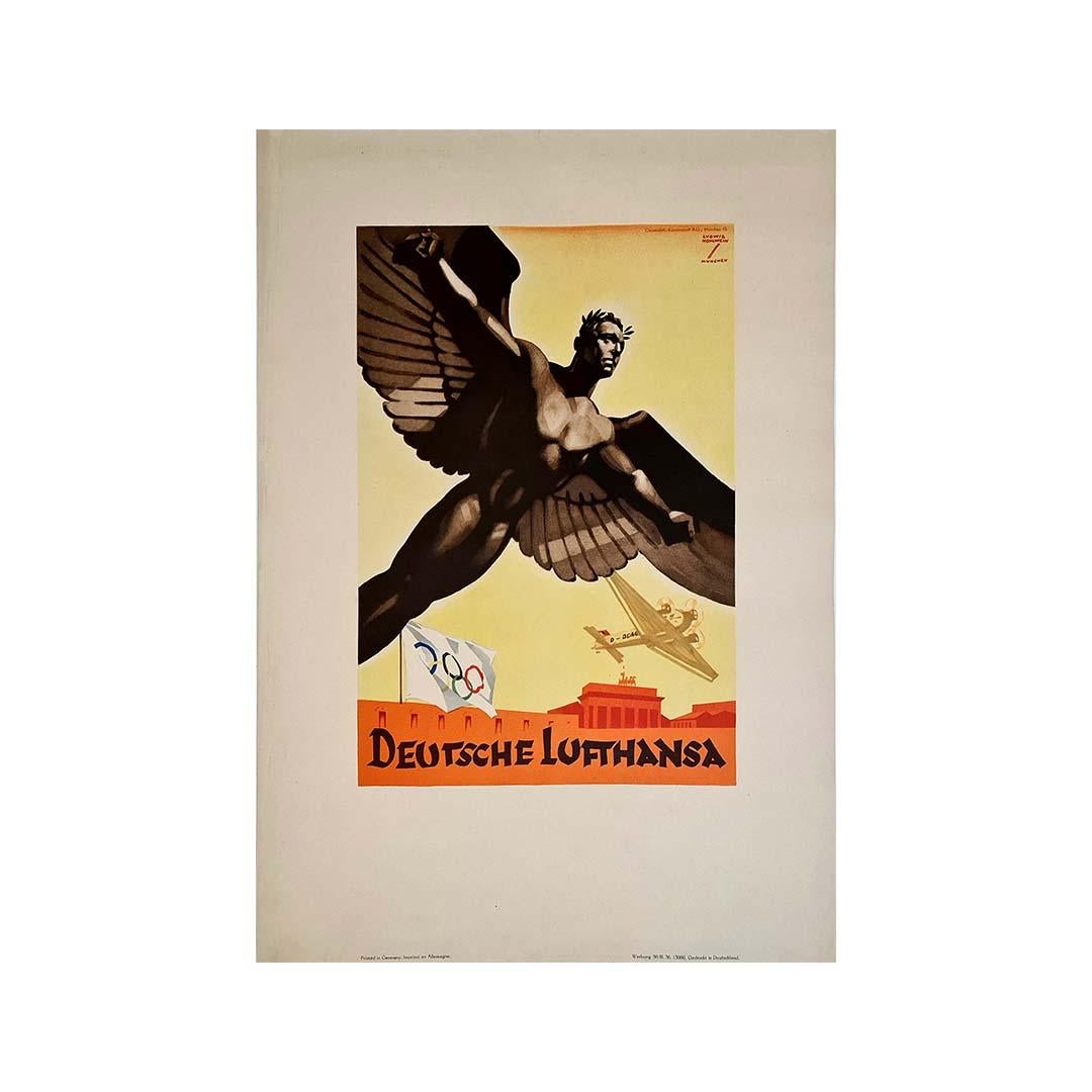 1936 original poster by Ludwig Hohlwein for Deutsche Lufthansa - Olympic games For Sale 1