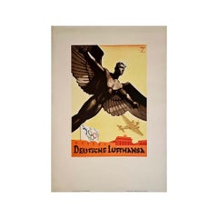 1936 original poster by Ludwig Hohlwein for Deutsche Lufthansa - Olympic games