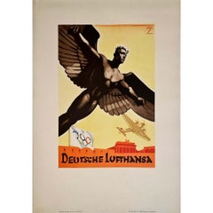 1936 original poster by Ludwig Hohlwein for Deutsche Lufthansa - Olympic games