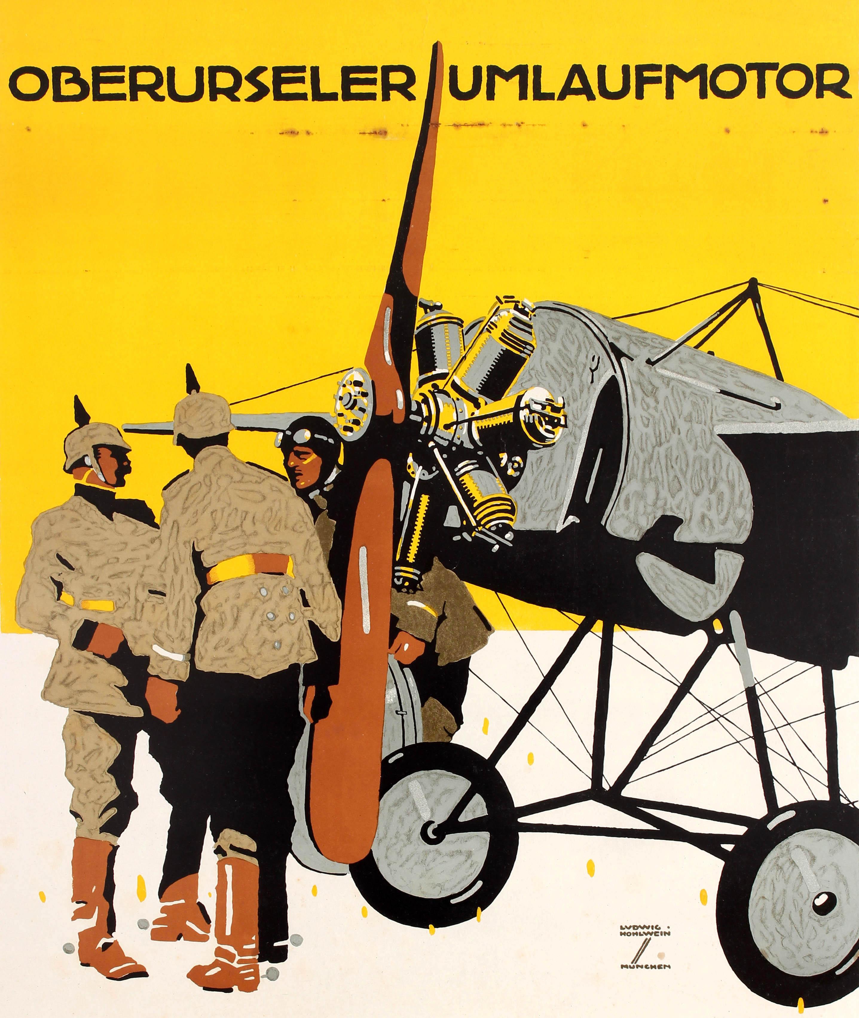 Poster pubblicitario originale d'epoca Motori ad elica Oberursel Ludwig Hohlwein in vendita 1