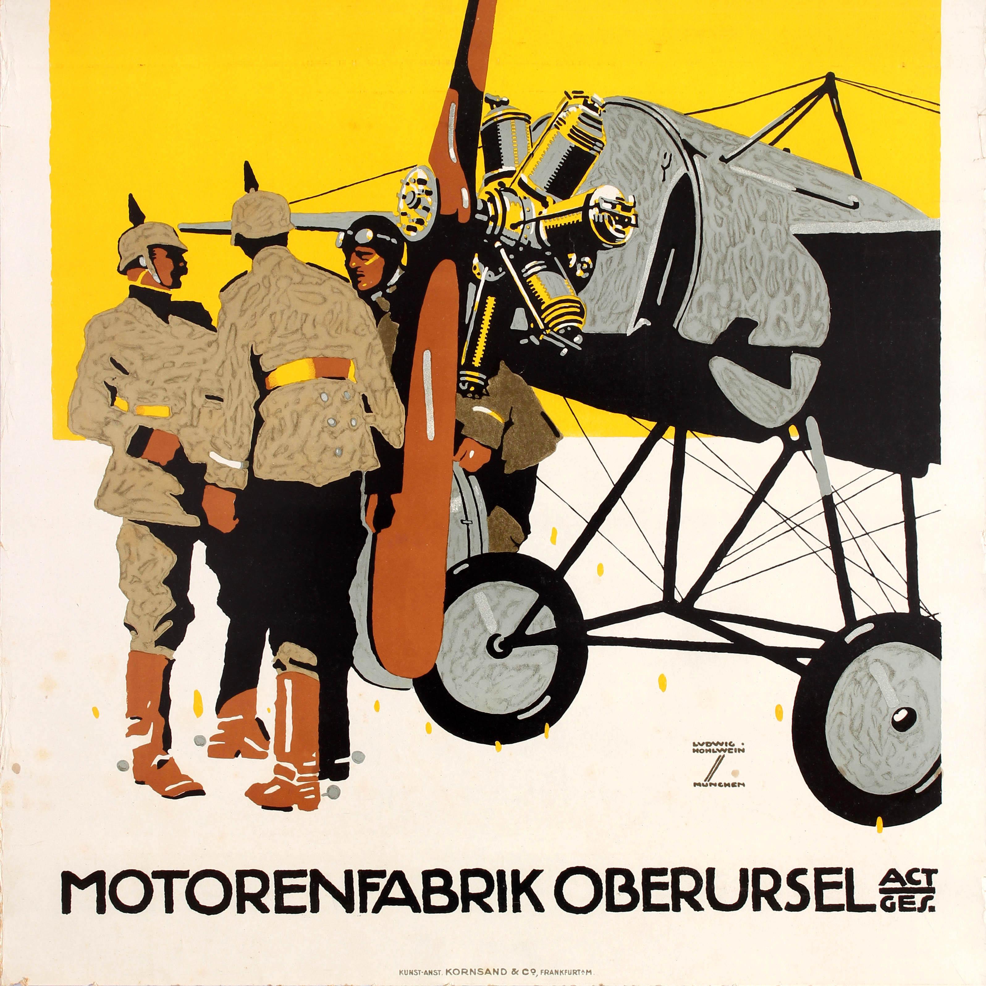 Poster pubblicitario originale d'epoca Motori ad elica Oberursel Ludwig Hohlwein in vendita 3