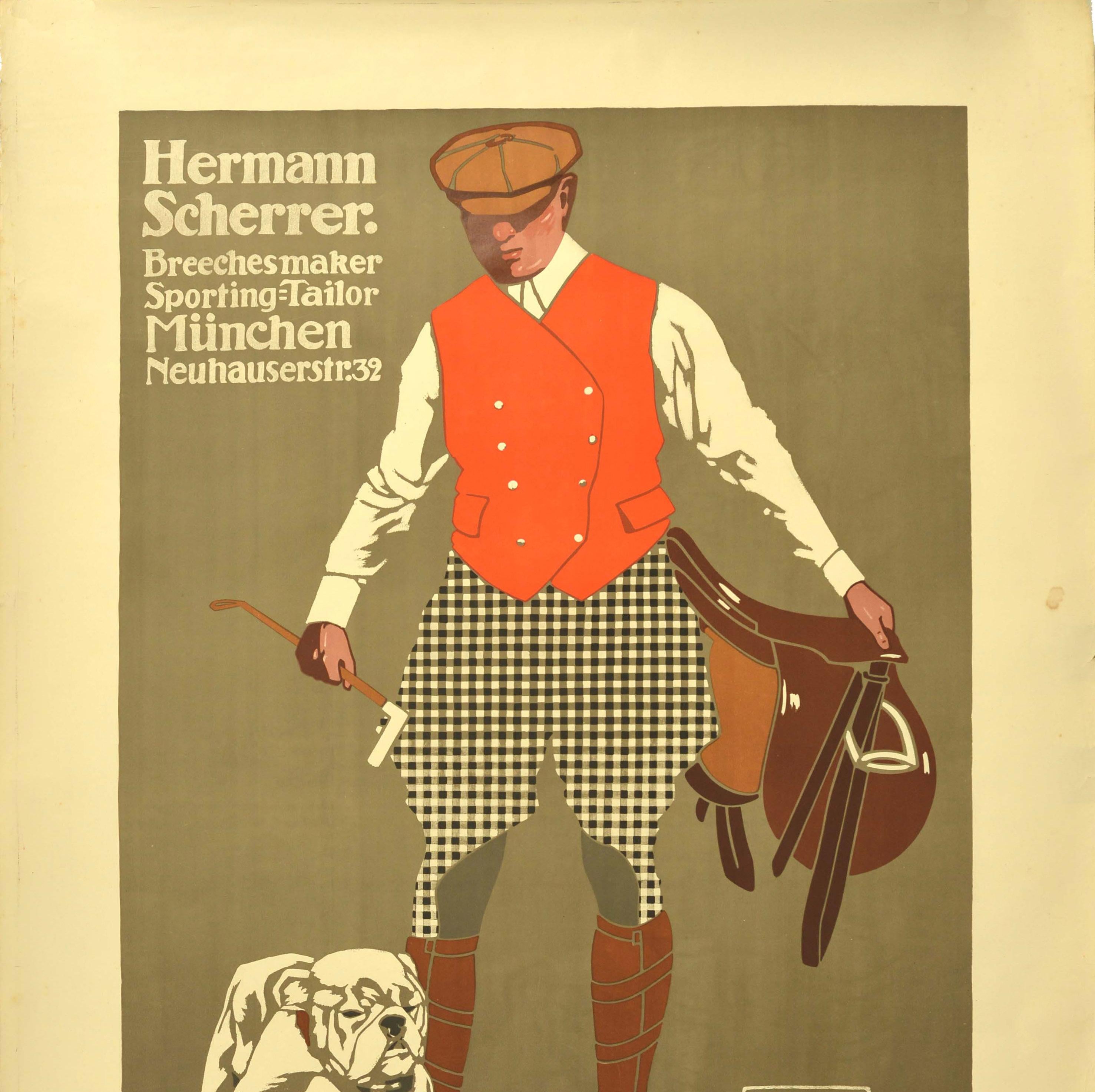 Original Antikes Werbeplakat für Modekleidung Hermann Scherrer Hohlwein, Hermann Scherrer (Braun), Print, von Ludwig Hohlwein