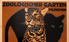 Original Antique Poster by Hohlwein for Munich Zoo - Zoologischer Garten Munchen