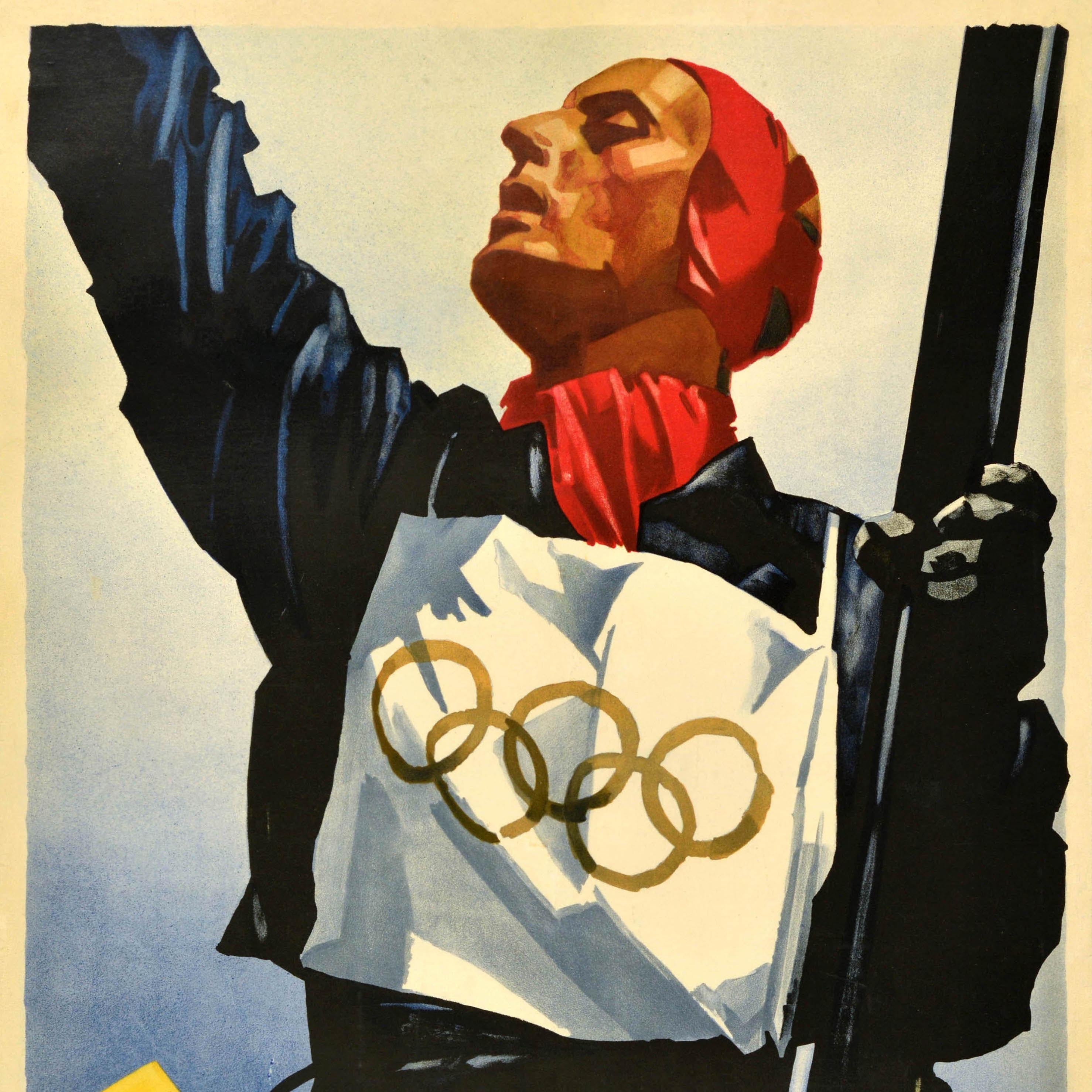Affiche sportive originale des Jeux olympiques d'hiver 1936 d'Allemagne Ludwig Hohlwein en vente 2