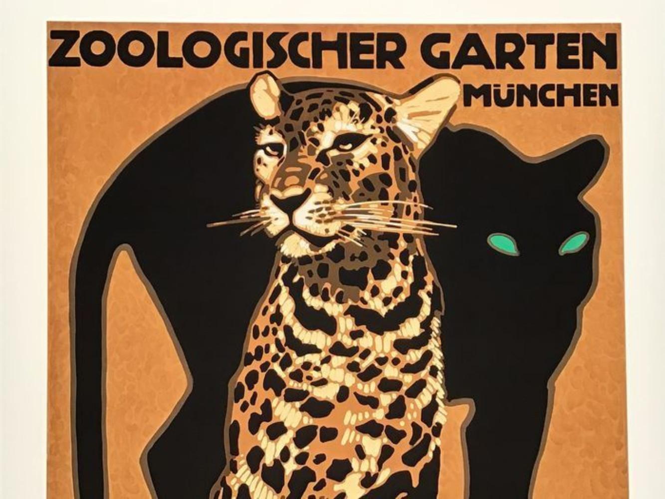Art Deco Ludwig Hohlwein Zoologischer Garten Munchen Vintage Poster Re-Edition For Sale