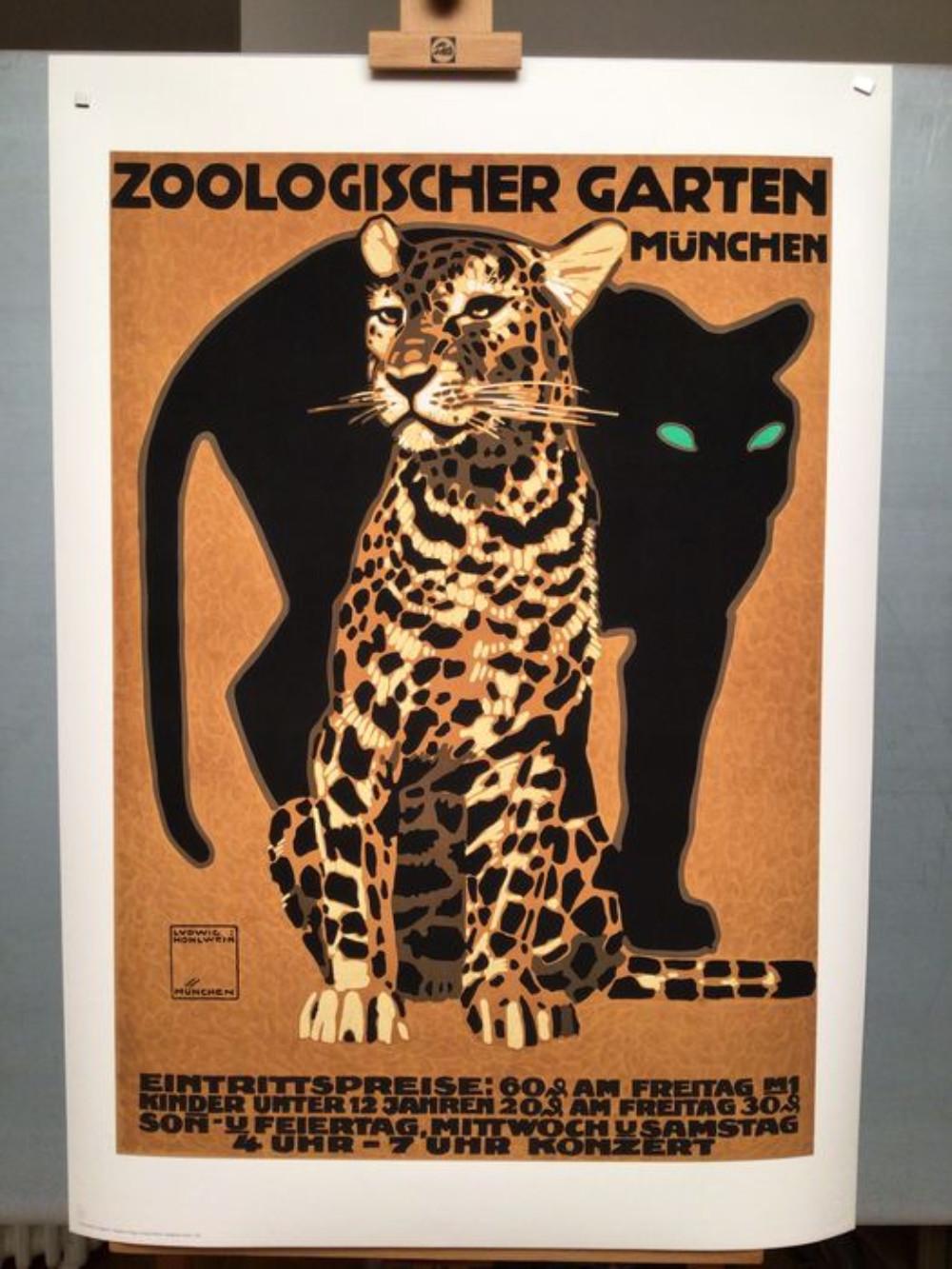 Ludwig Hohlwein Zoologischer Garten Munchen Vintage Poster Re-Edition In New Condition For Sale In BUSSUM, NH