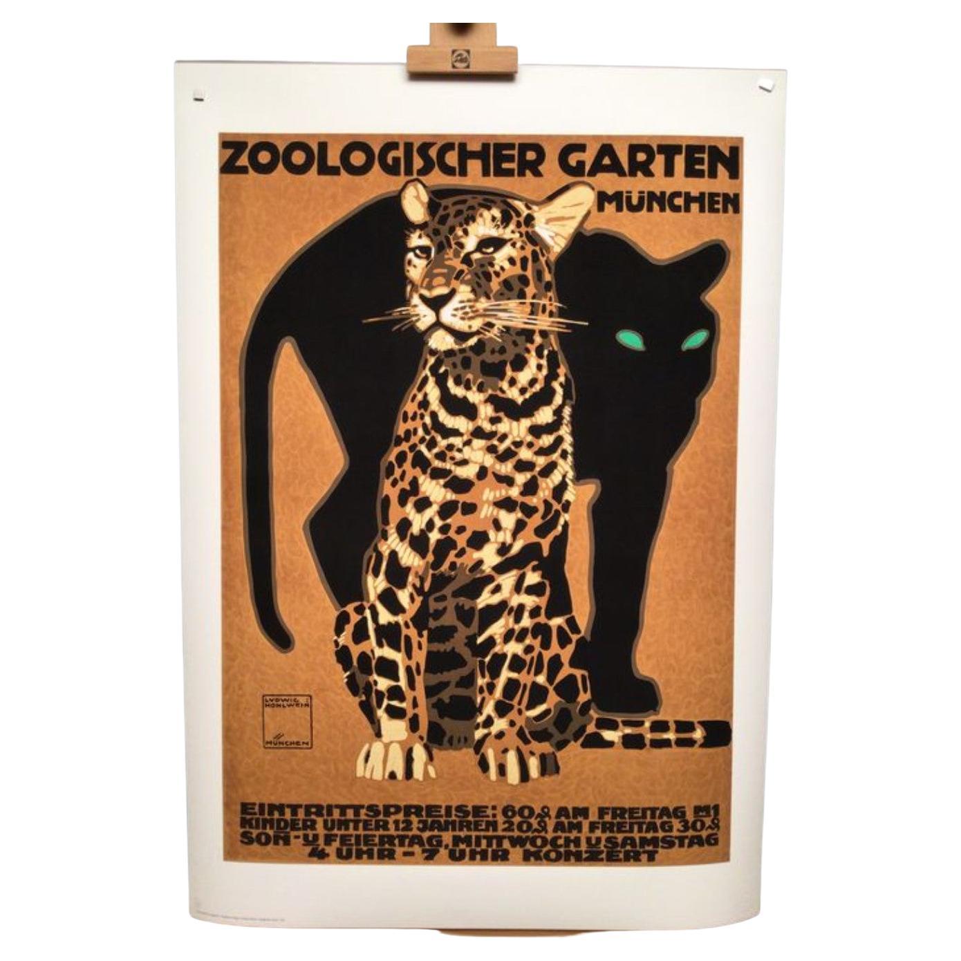 Ludwig Hohlwein Zoologischer Garten Munchen Poster d'epoca ri-edizione