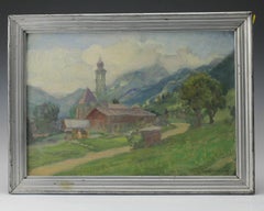 Ludwig Karl Strauch Oil Painting Church and Landscape
