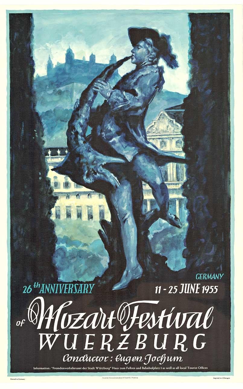 Landscape Print di Ludwig Lutz Ehrenberger - Poster litografico d'epoca originale del Festival di Mozart di Wuerzburg, Germania