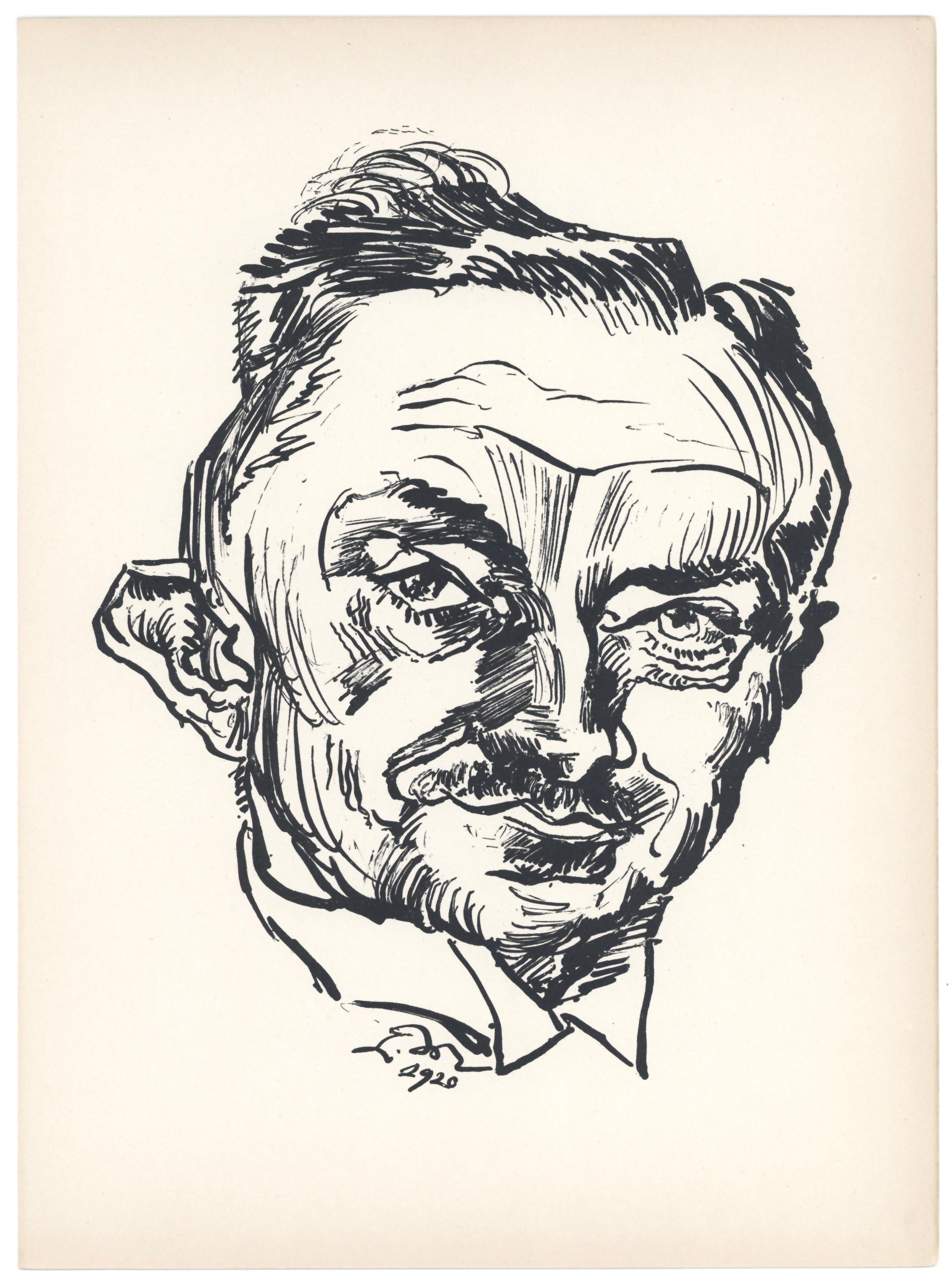 Lithographie d'origine deBildnis - Print de Ludwig Meidner