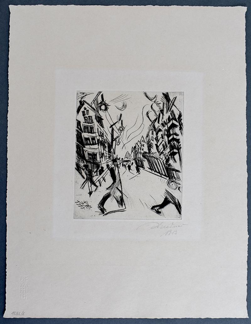 Calle en Wilmersdorf, de: Los Creadores  Expresionismo alemán Berlín - Print de Ludwig Meidner