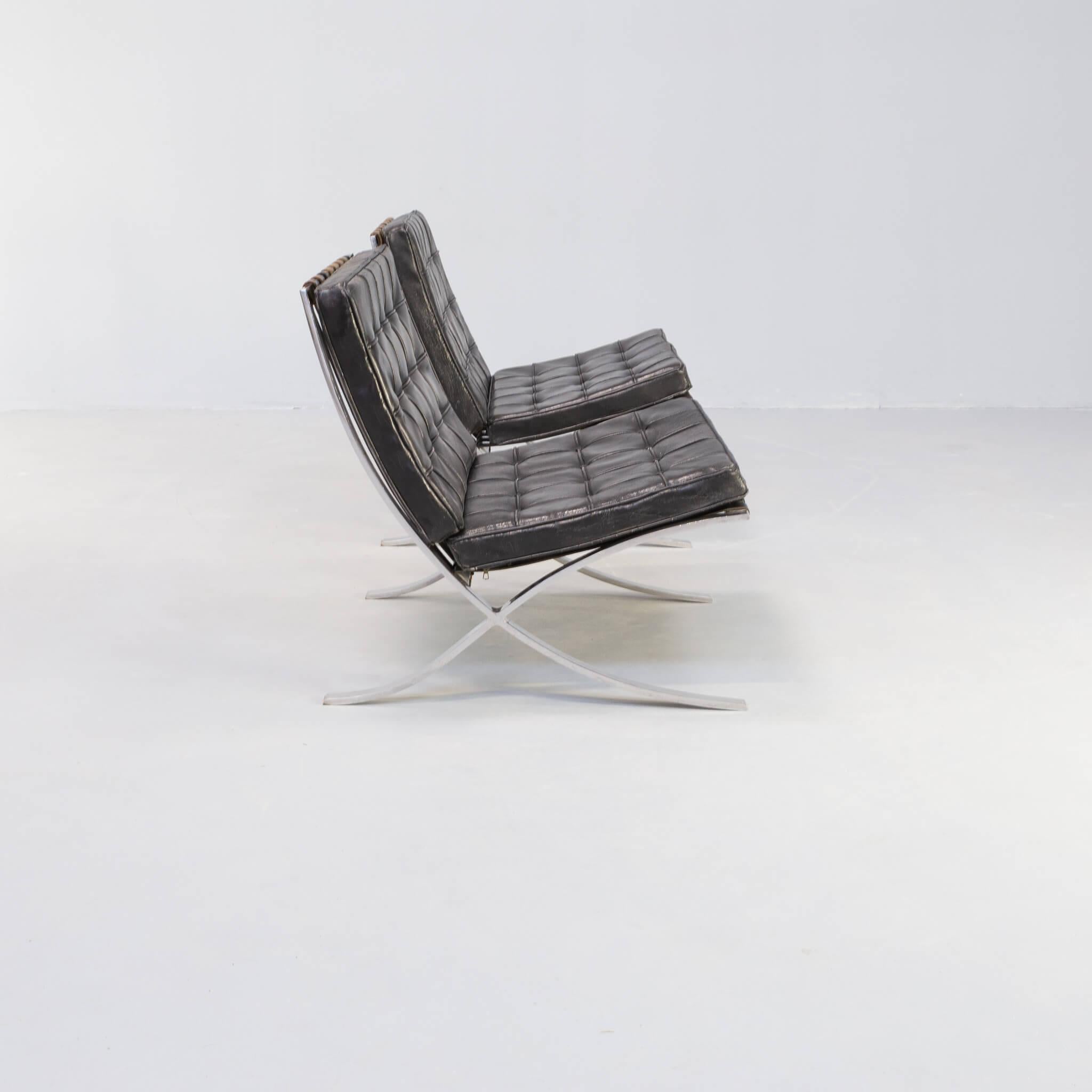 Italian Ludwig Mies van der Rohe ‘Barcelona’ Chair for Knoll International Set / 3 For Sale
