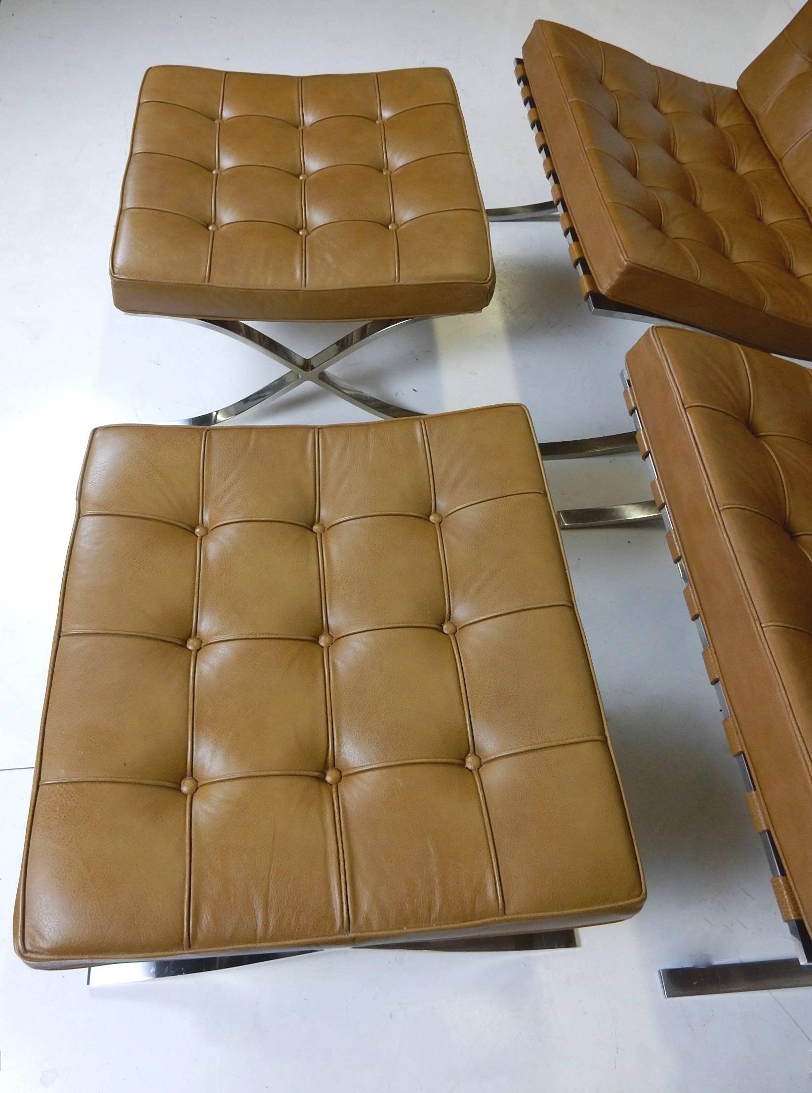 Ludwig Mies van der Rohe Barcelona Chairs and Ottomans by Knoll, 1969 In Good Condition In Las Vegas, NV