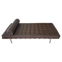 Vintage Ludwig Mies Van Der Rohe Bauhaus Brown Leather Barcelona Daybed for Knoll, 1970s
