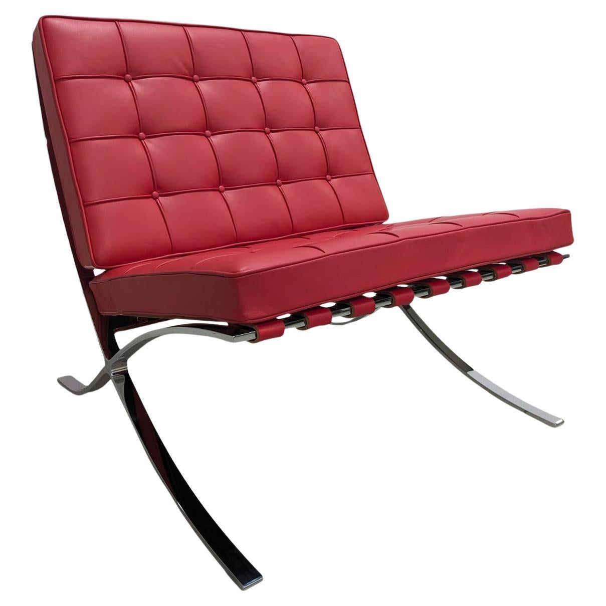 Ludwig Mies Van Der Rohe Bauhaus Red Barcelona Lounge Chair for Knoll, 1972 For Sale