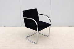 Ludwig Mies van der Rohe Brno Tubular Style Chair, Blue Velvet Fabric, by Gordon