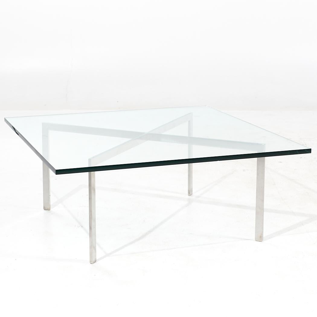 American Ludwig Mies van der Rohe for Knoll Barcelona Mid Century Chrome and Glass Coffee For Sale