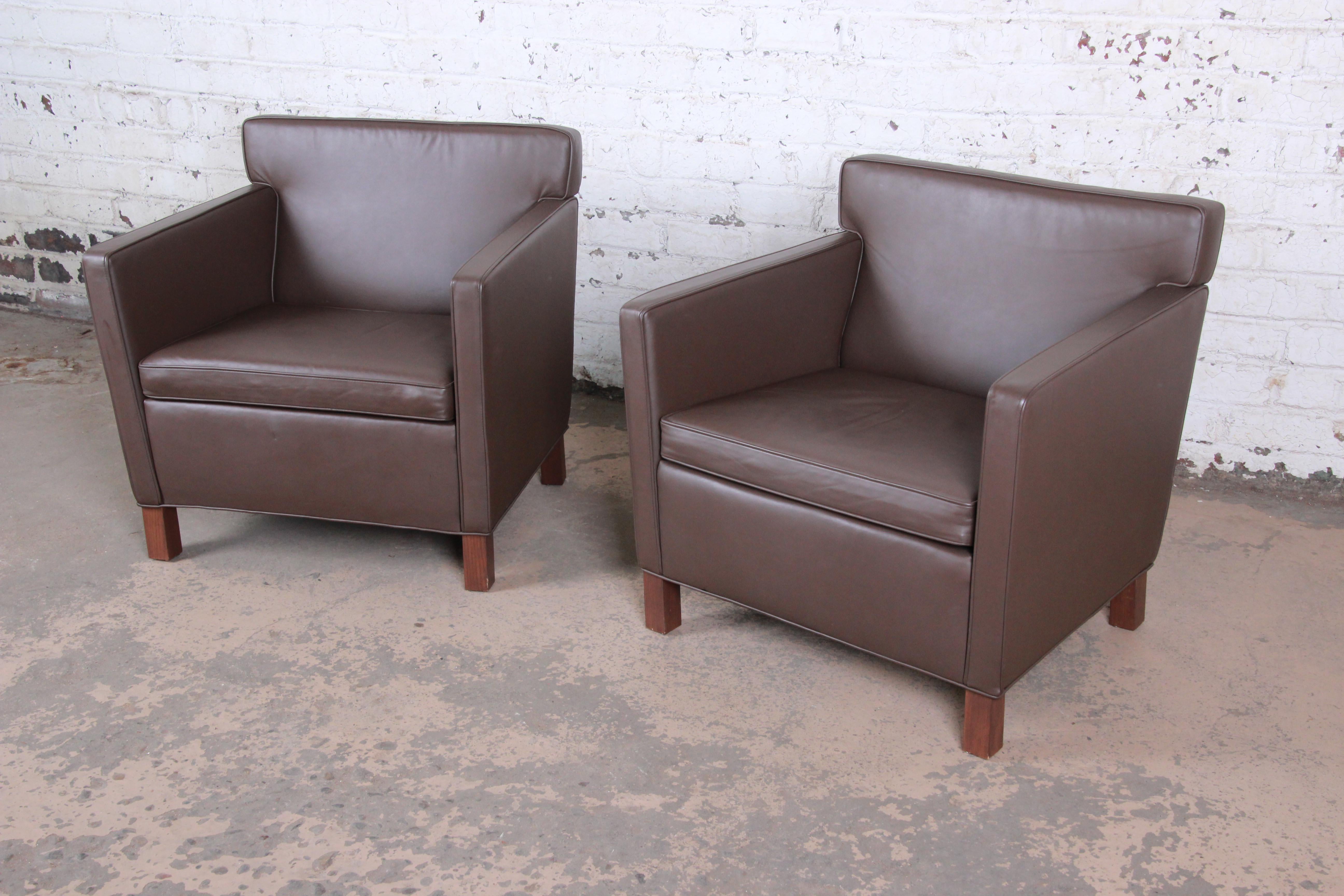 Mid-Century Modern Ludwig Mies Van Der Rohe for Knoll Studio Krefeld Leather Club Chairs, Pair