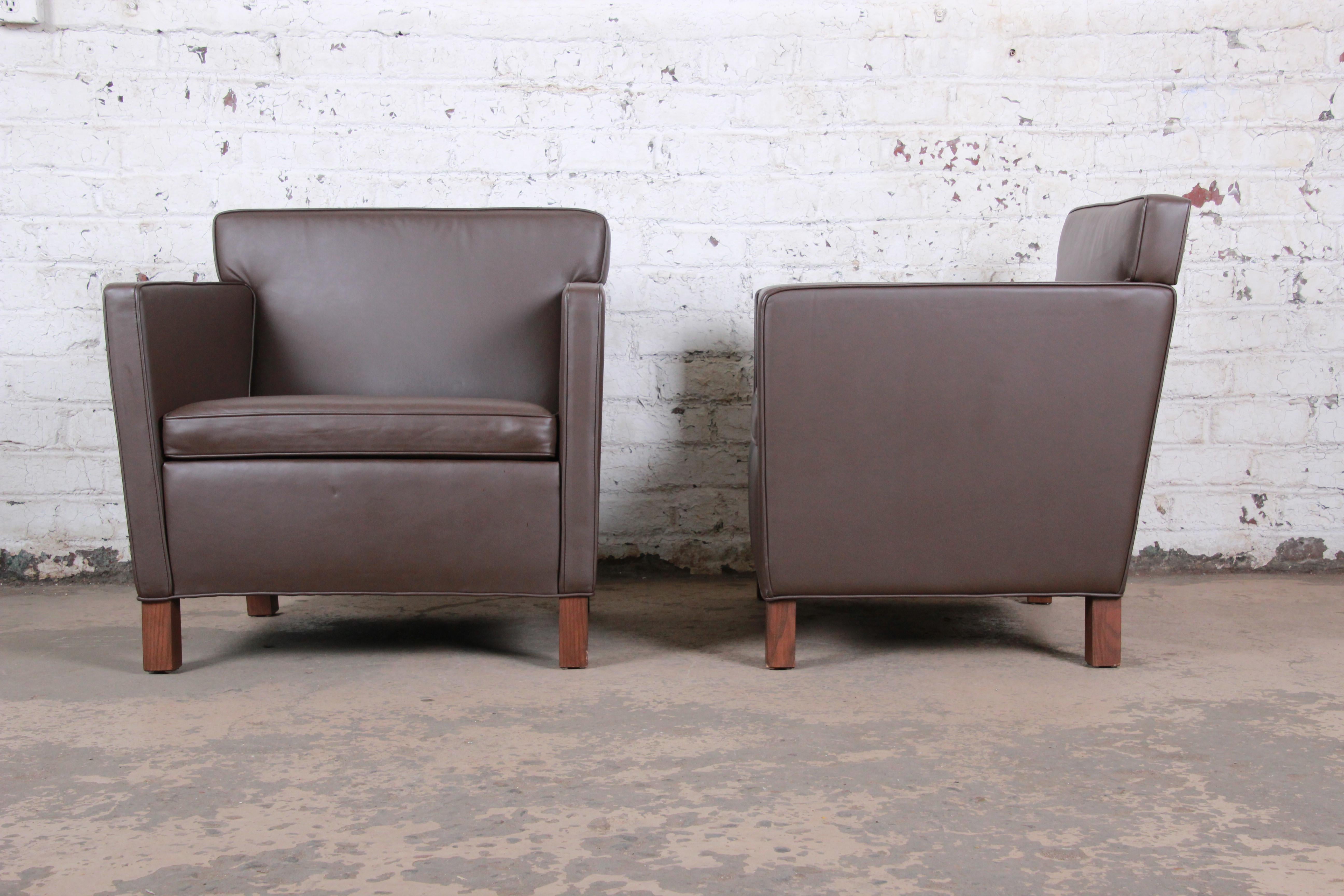 American Ludwig Mies Van Der Rohe for Knoll Studio Krefeld Leather Club Chairs, Pair