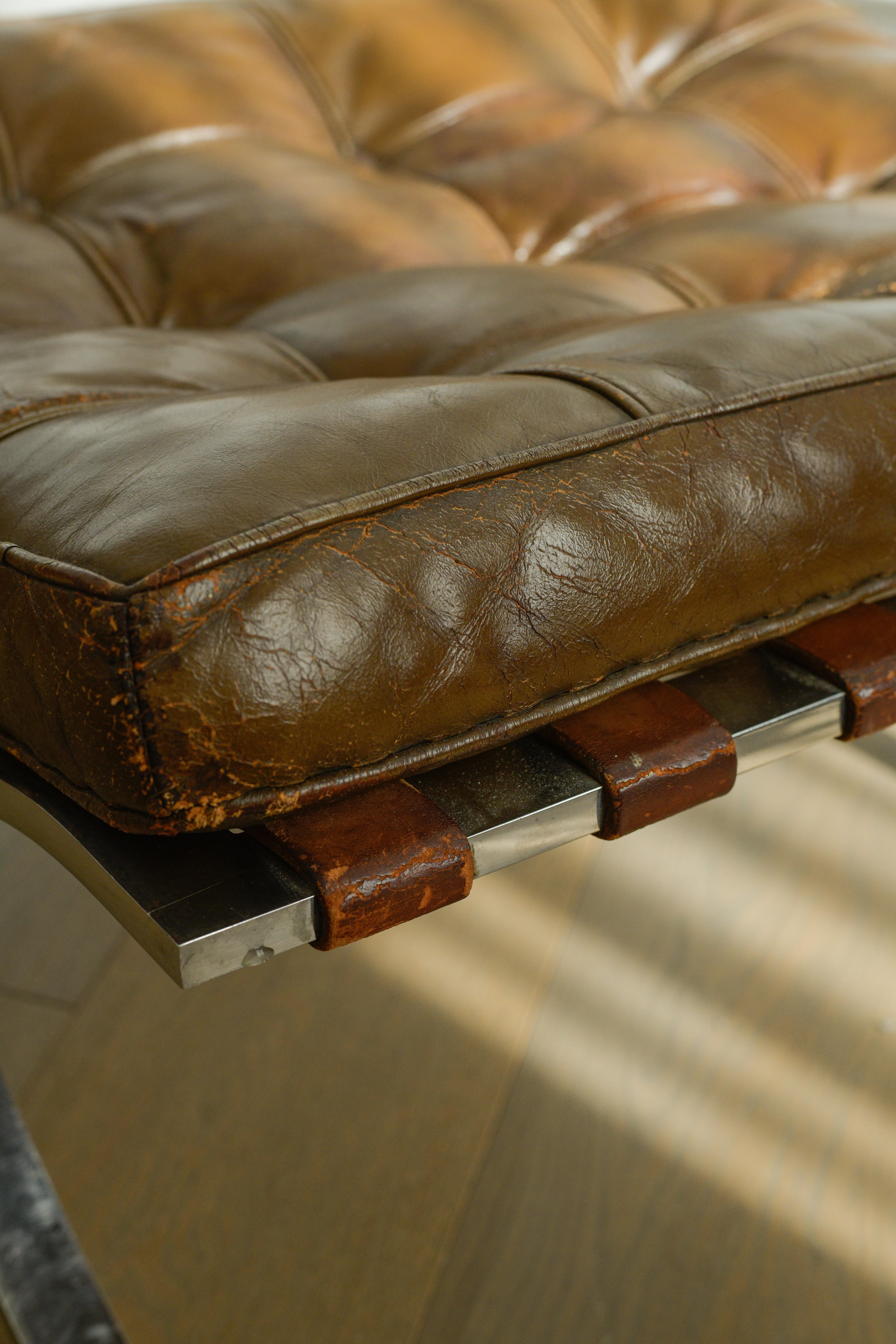 Acier Ludwig Mies van der Rohe/Gerald R. Griffith Barcelona Ottoman en vente