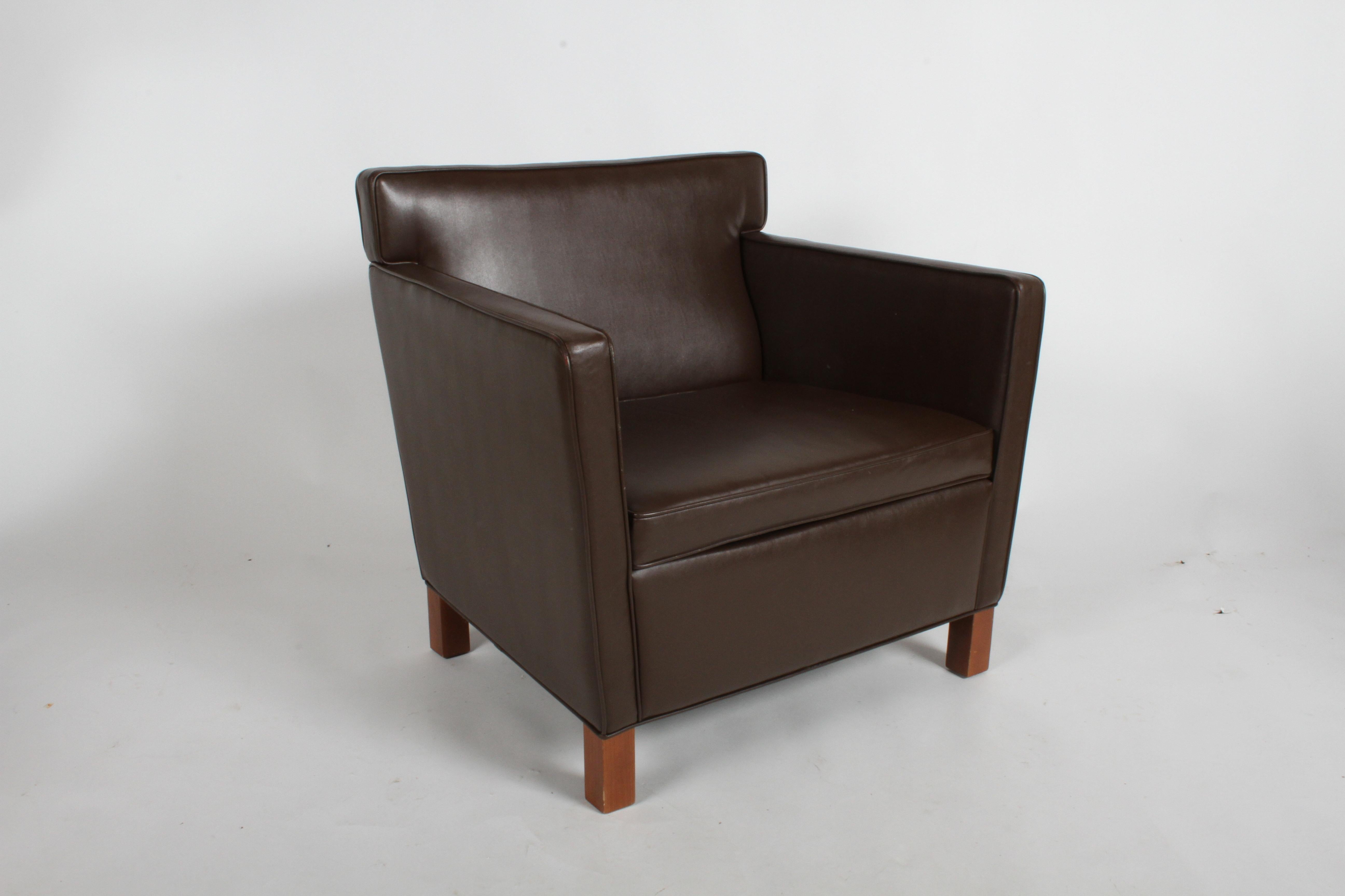 Ludwig Mies van der Rohe Krefeld Brown Leather Lounge Chair für Knoll (Moderne der Mitte des Jahrhunderts)