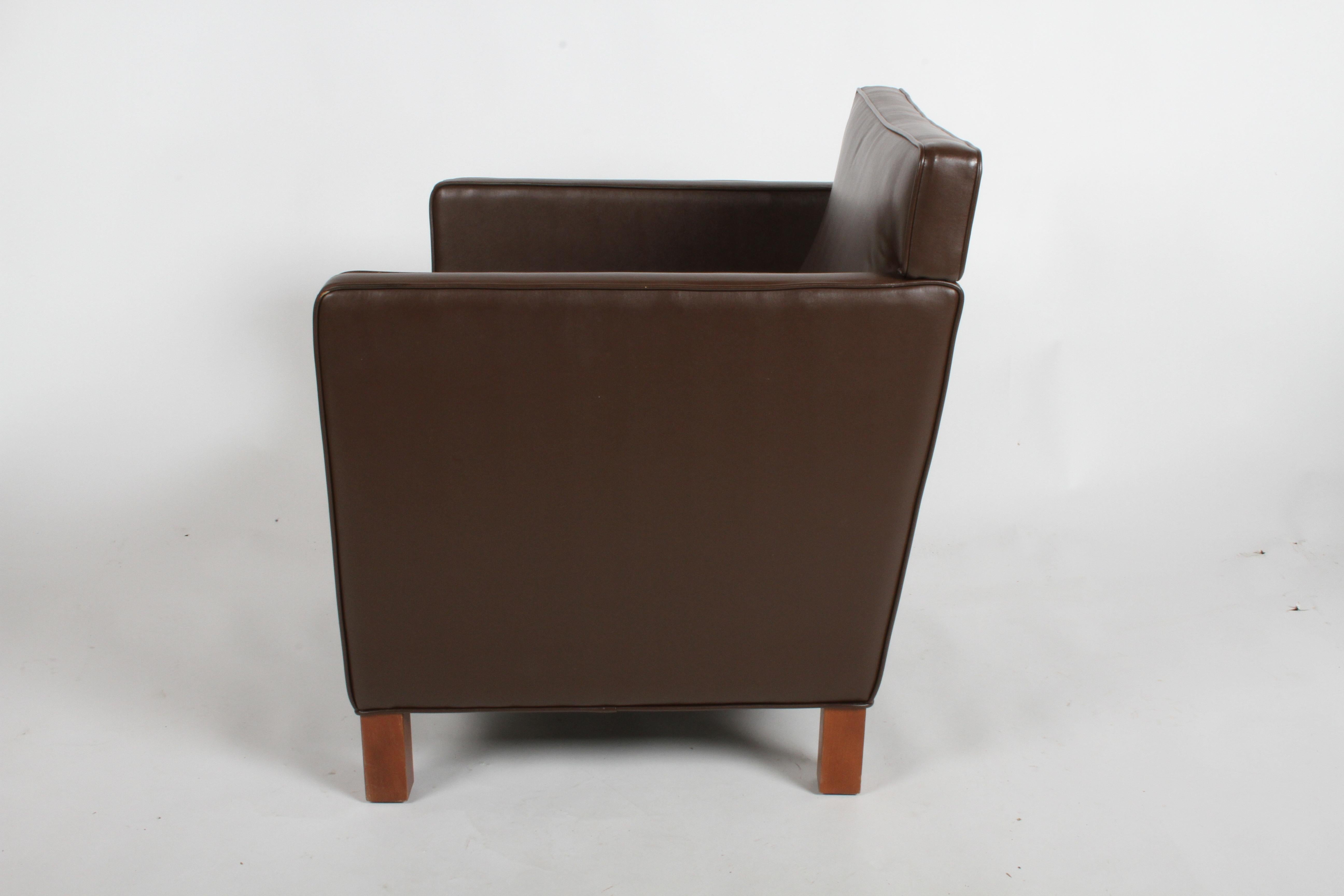 Ludwig Mies van der Rohe Krefeld Brown Leather Lounge Chair for Knoll In Good Condition In St. Louis, MO