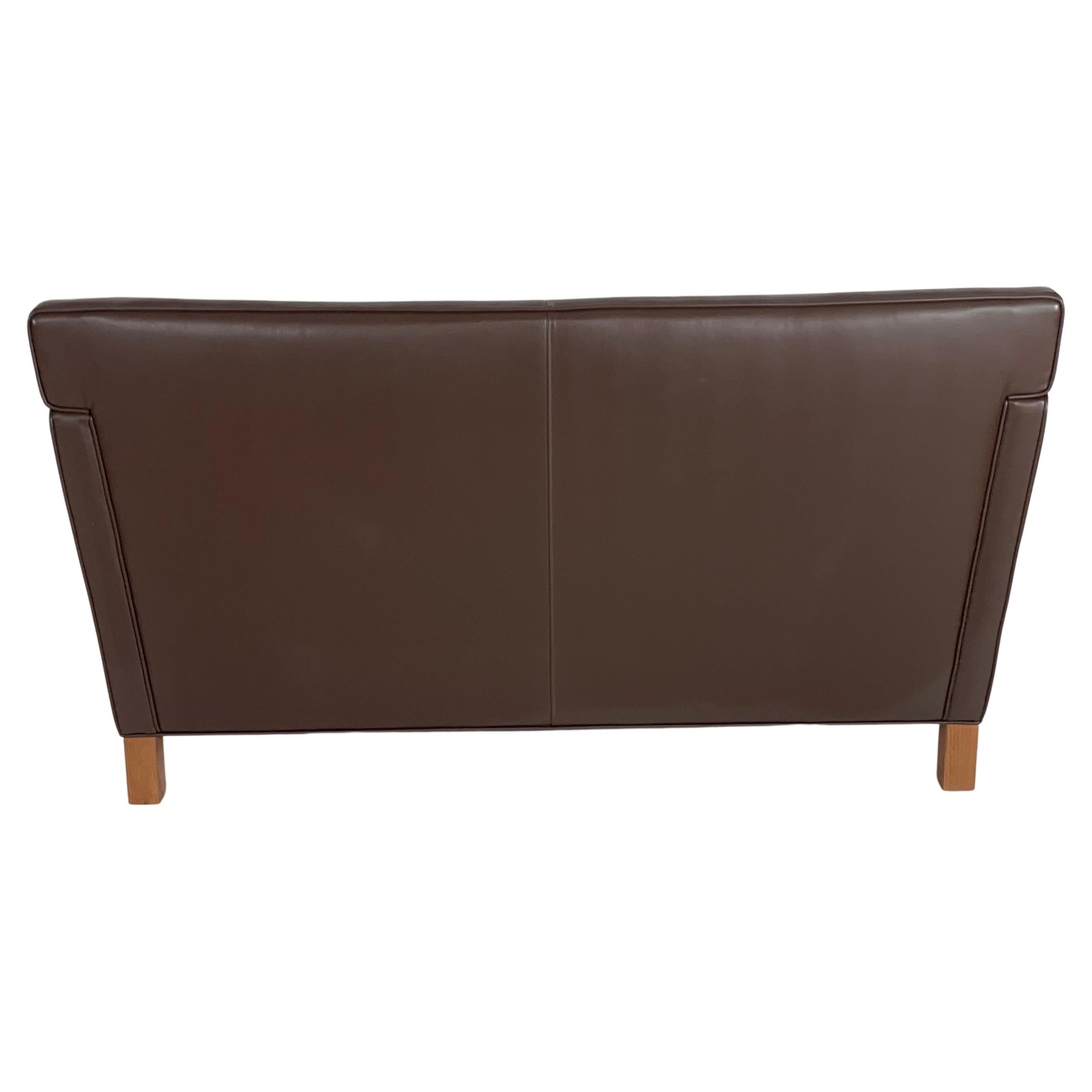 Ludwig Mies van der Rohe Krefeld Settee or Sofa in Dark Brown Leather for Knoll In Good Condition For Sale In St. Louis, MO