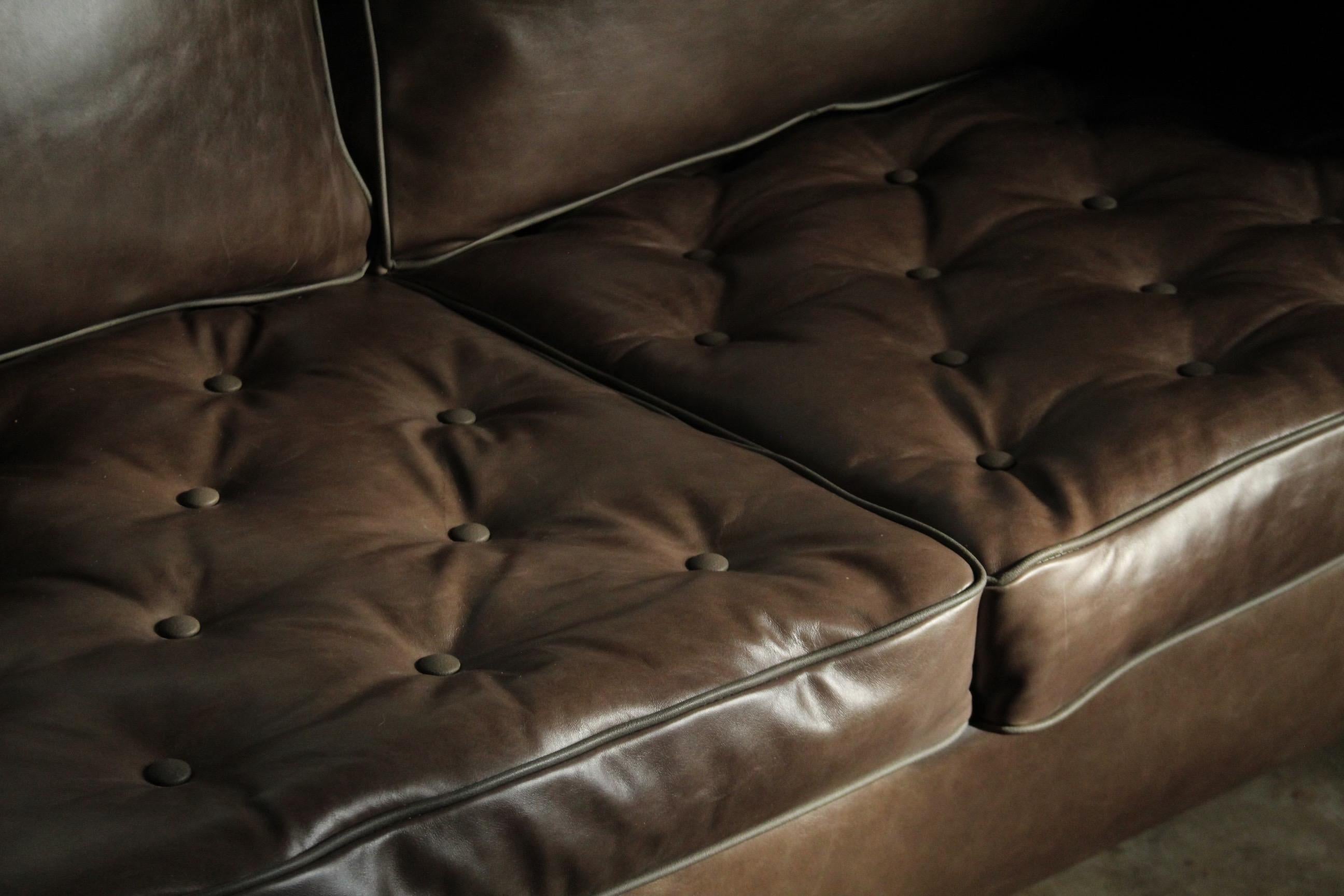 Art Deco Ludwig Mies van der Rohe Leather Loveseat Sofa, 1970s